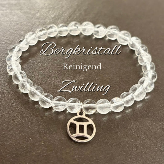 Zwilling-Bergkristall-Perlenarmband