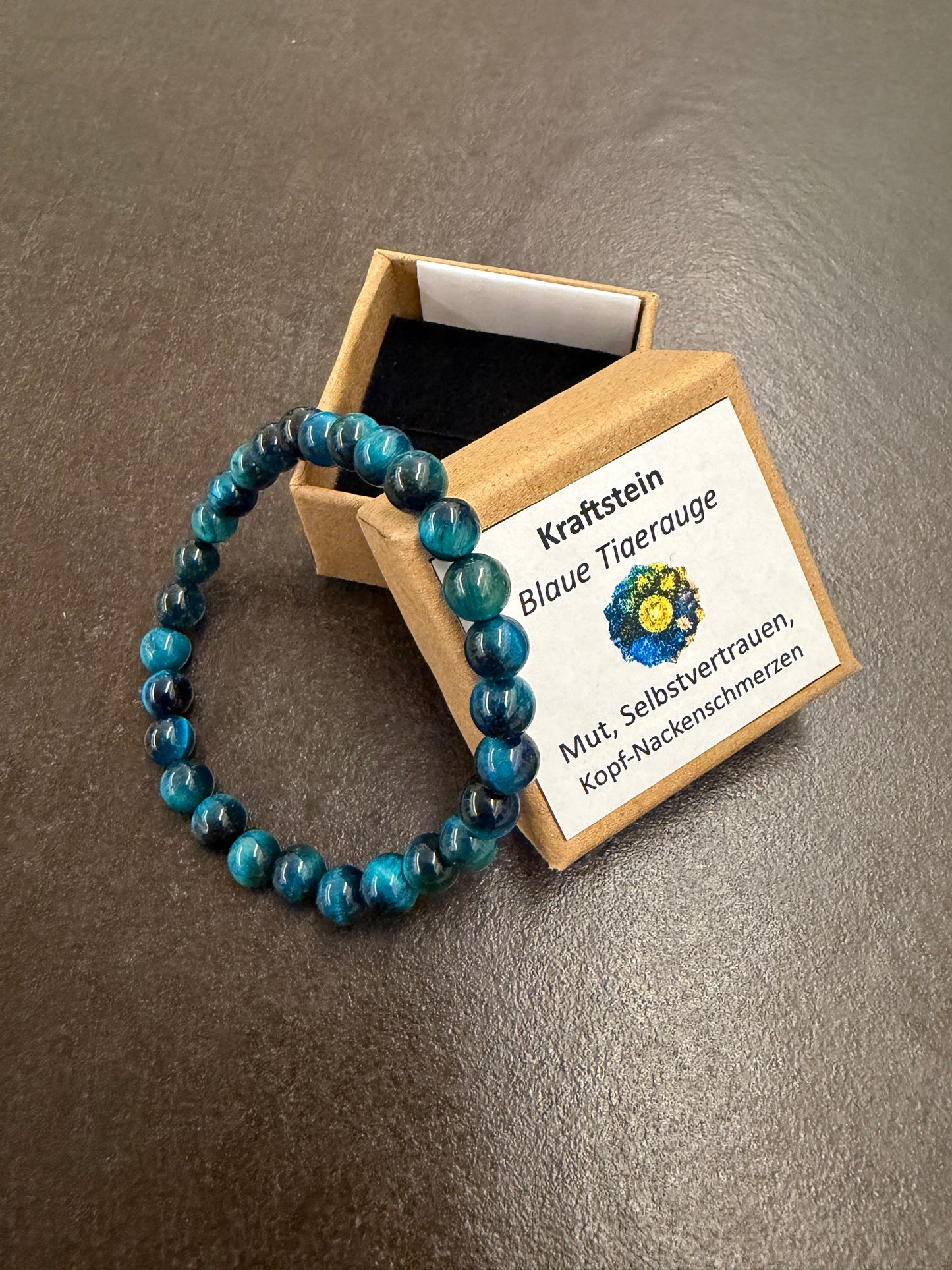 Blaue Tigerauge-Perlenarmband