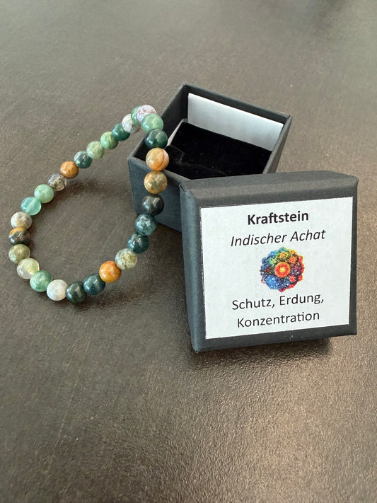 Indischer-Achat-Perlenarmband