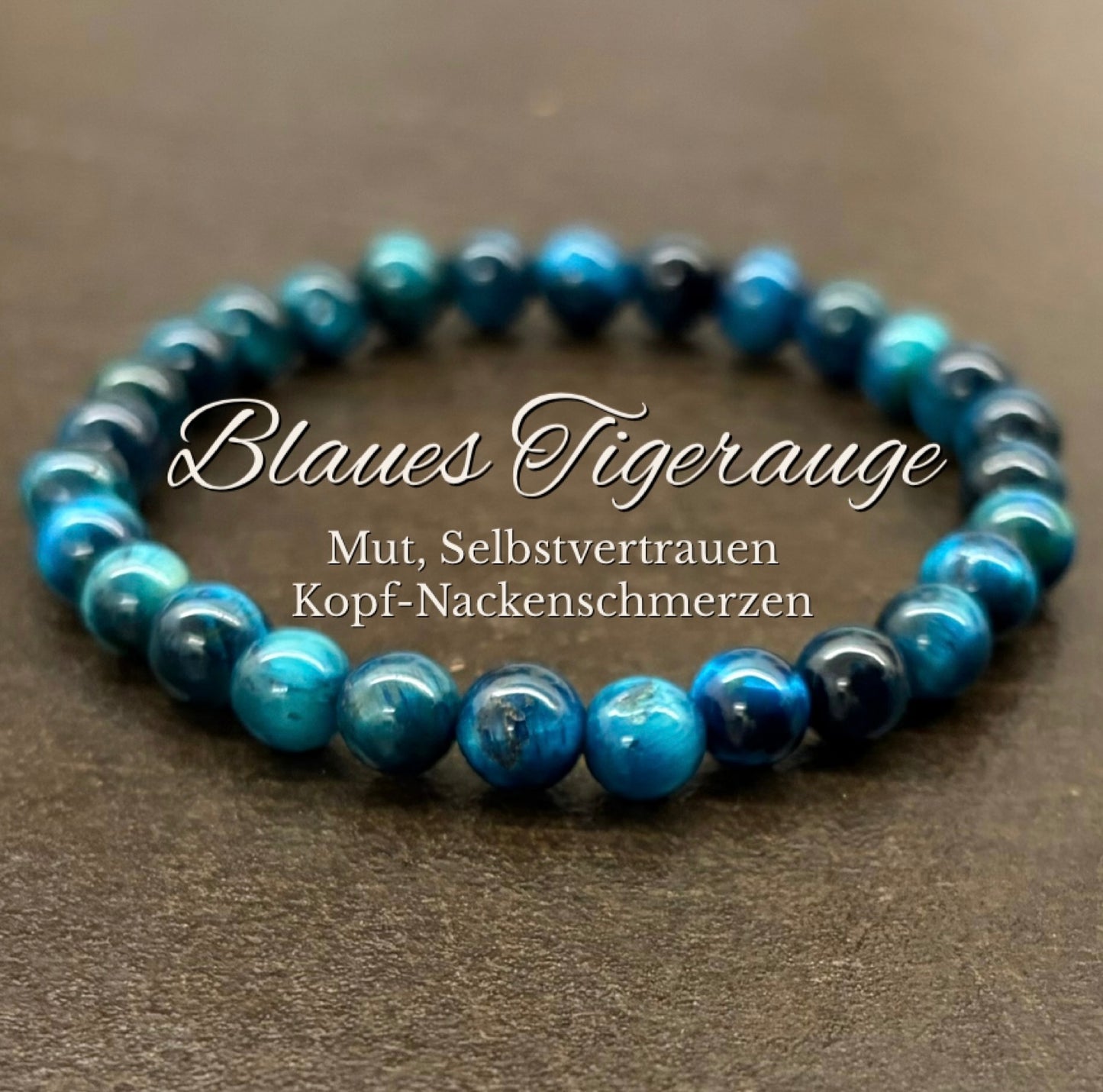 Blaue Tigerauge-Perlenarmband