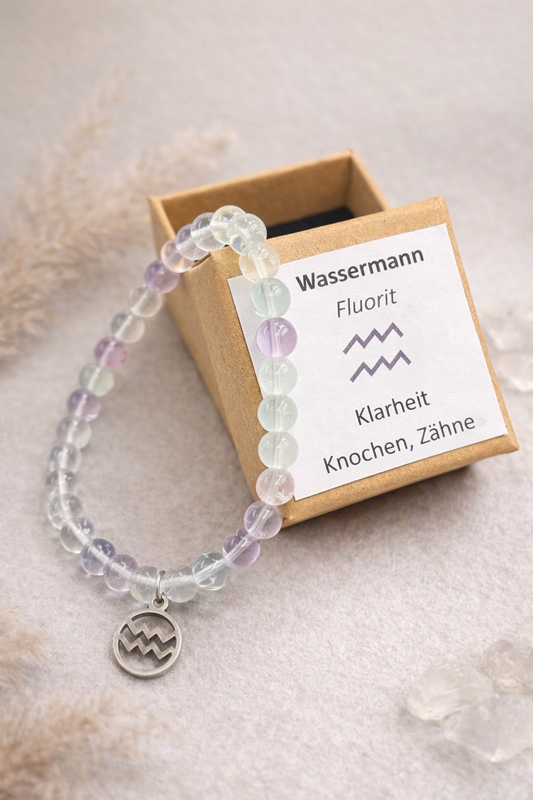 Wassermann-Fluorit-Perlenarmband