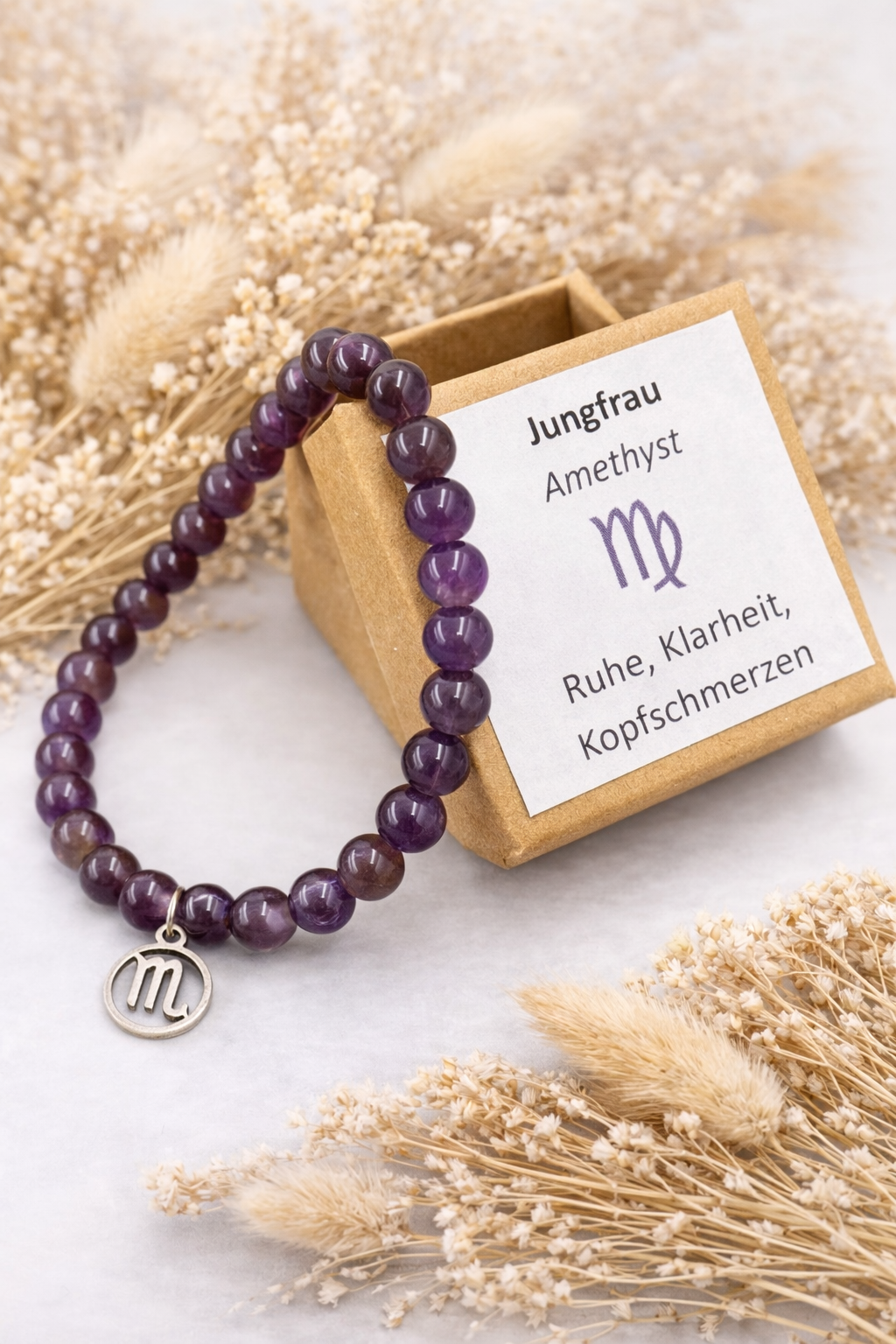 Jungfrau-Amethyst-Perlenarmband