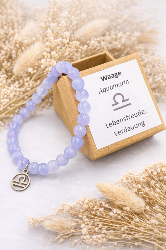 Waage-Aquamarin-Perlenarmband