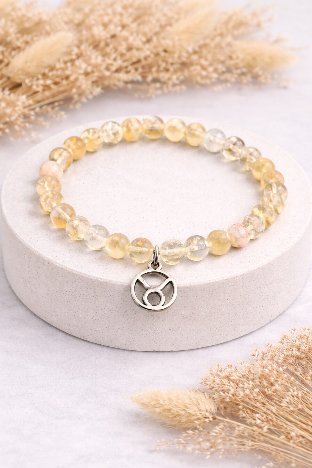 Stier-Citrin-Perlenarmband