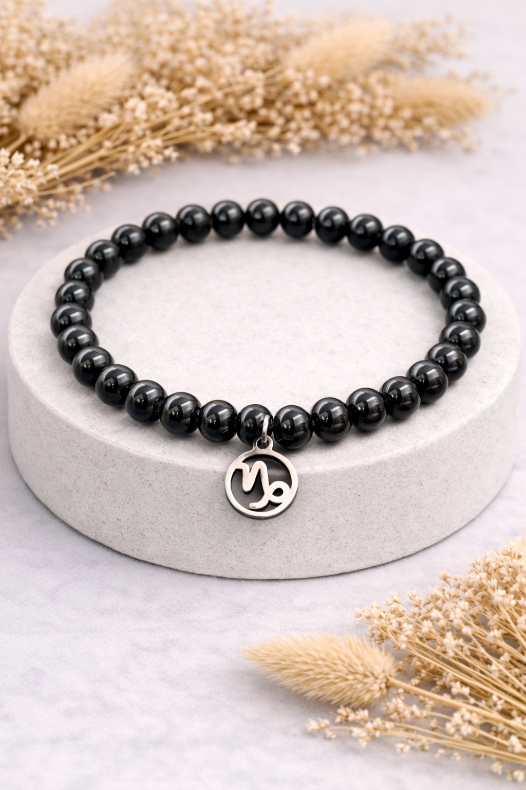 Steinbock-Obsidian-Perlenarmband
