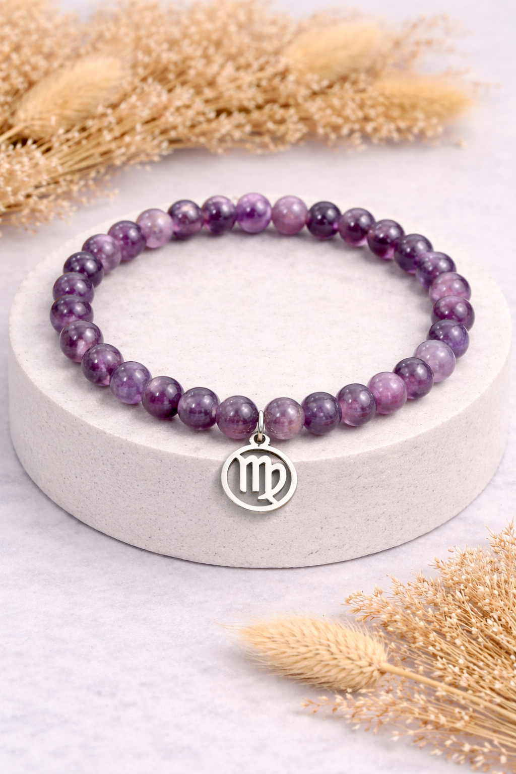 Jungfrau-Amethyst-Perlenarmband