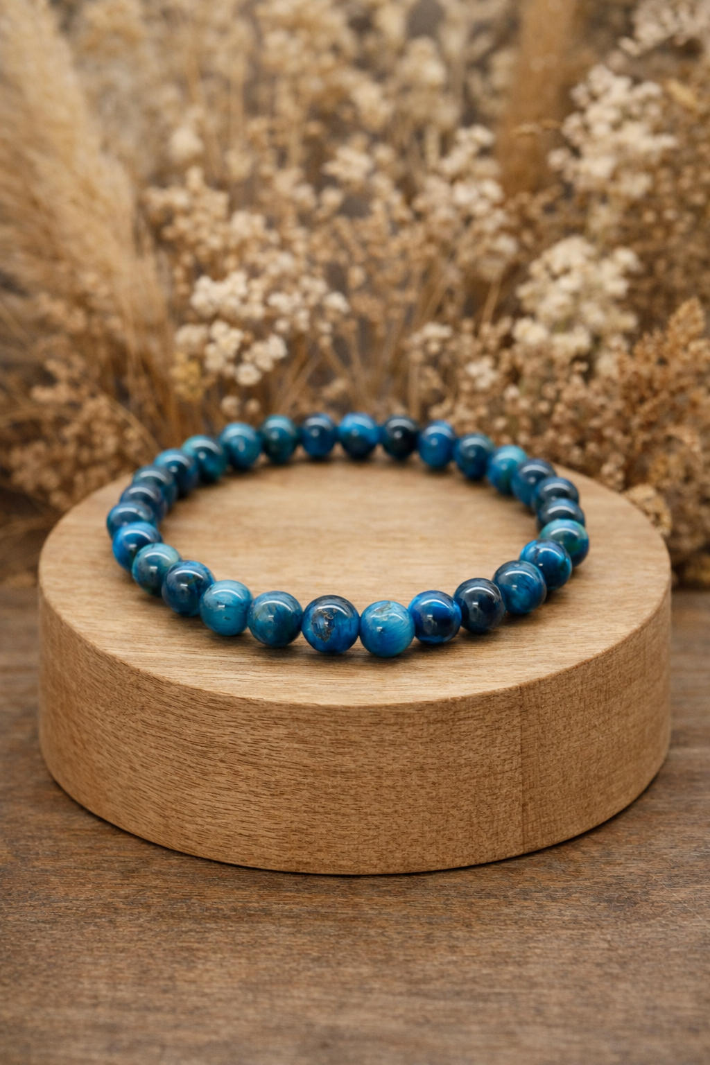 Blaue Tigerauge-Perlenarmband