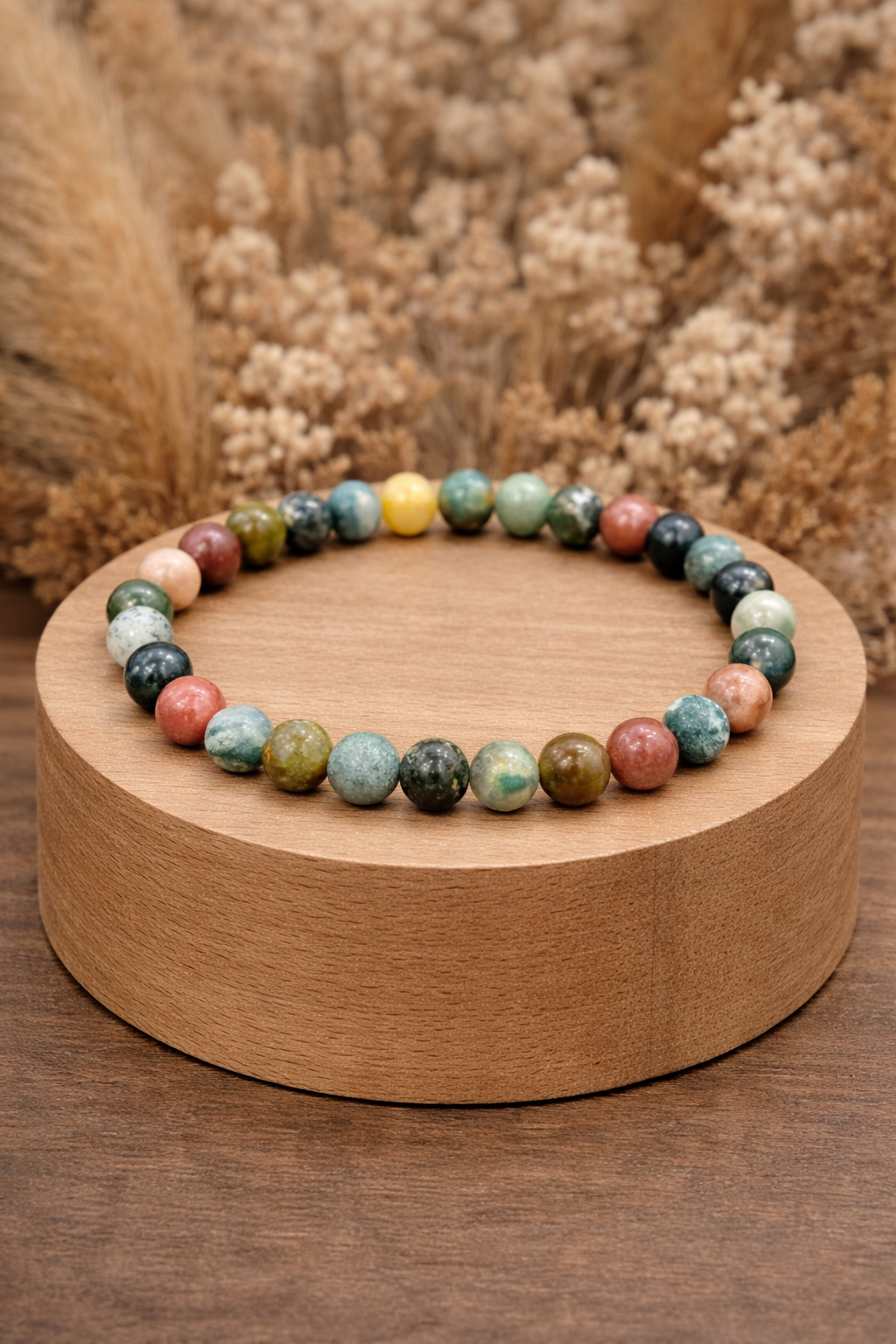 Indischer-Achat-Perlenarmband