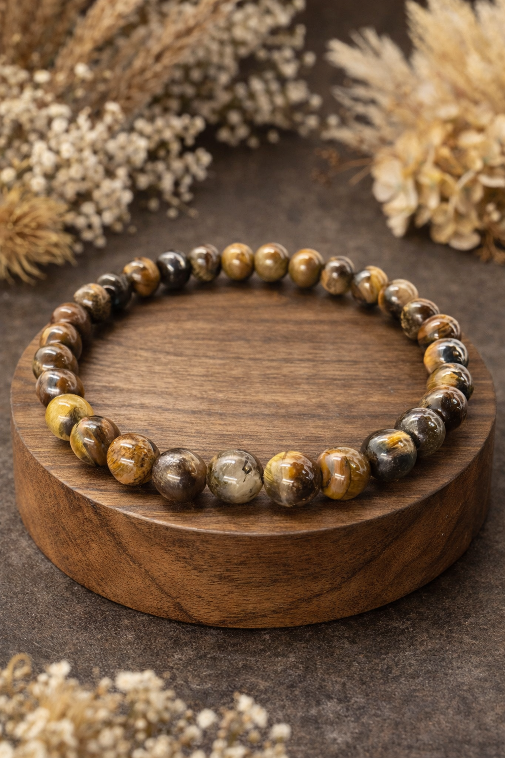 Gelbes-Tigerauge-Perlenarmband