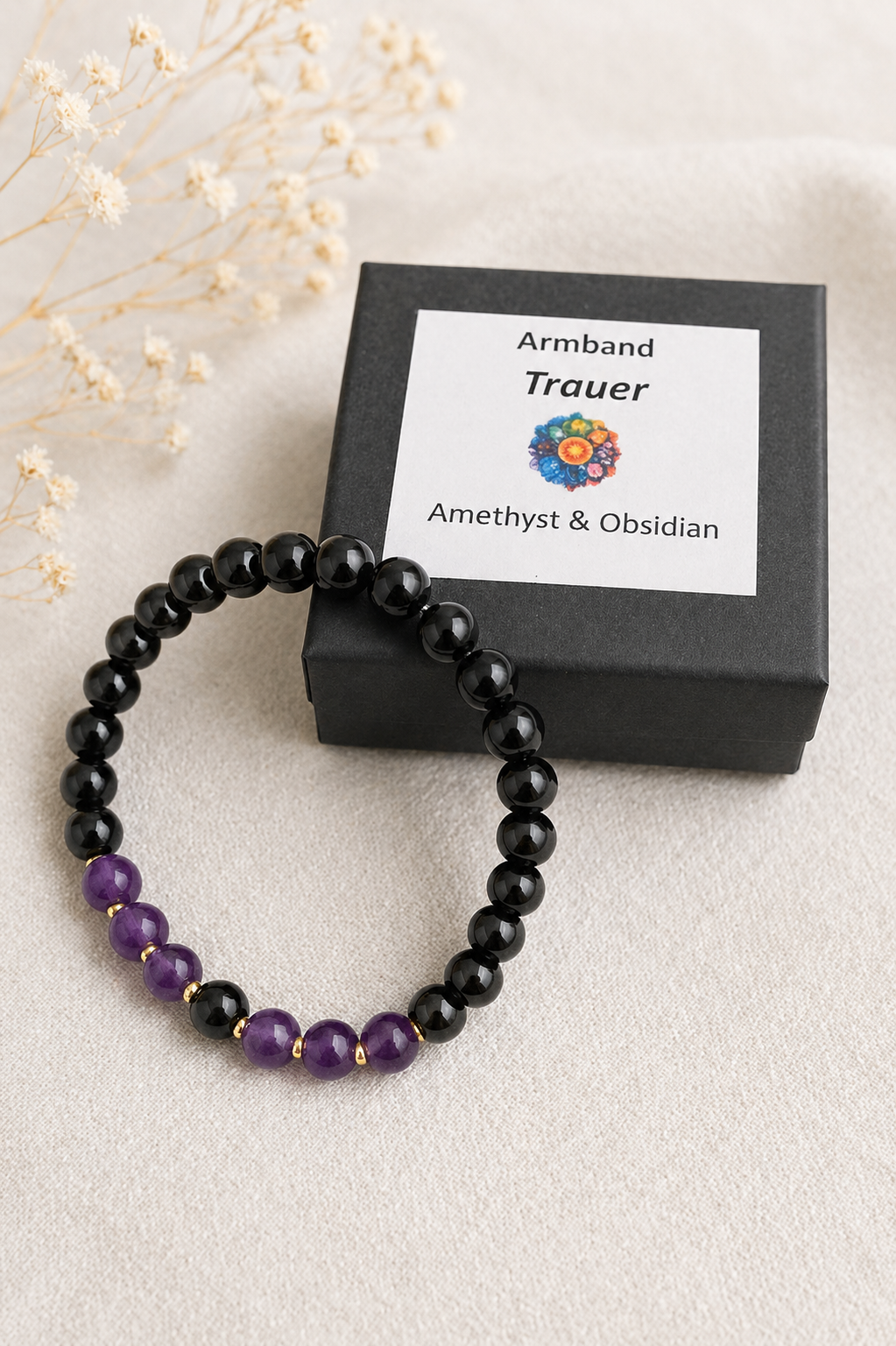 Trauer-Kraftsteinarmband