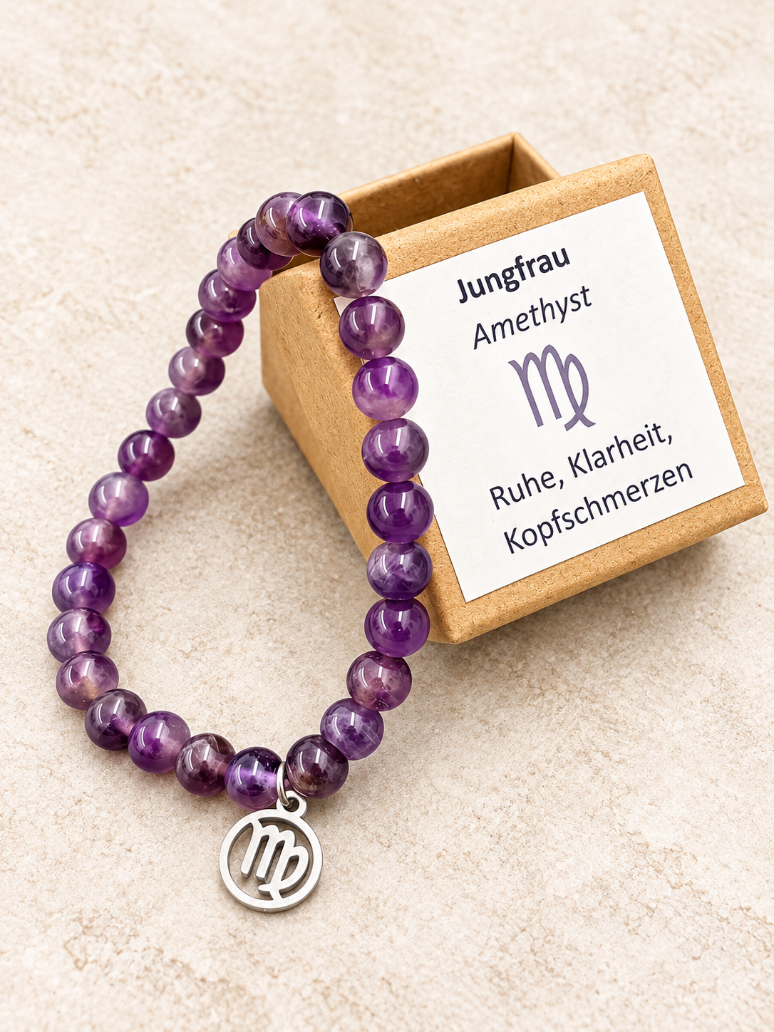 Jungfrau-Amethyst-Perlenarmband